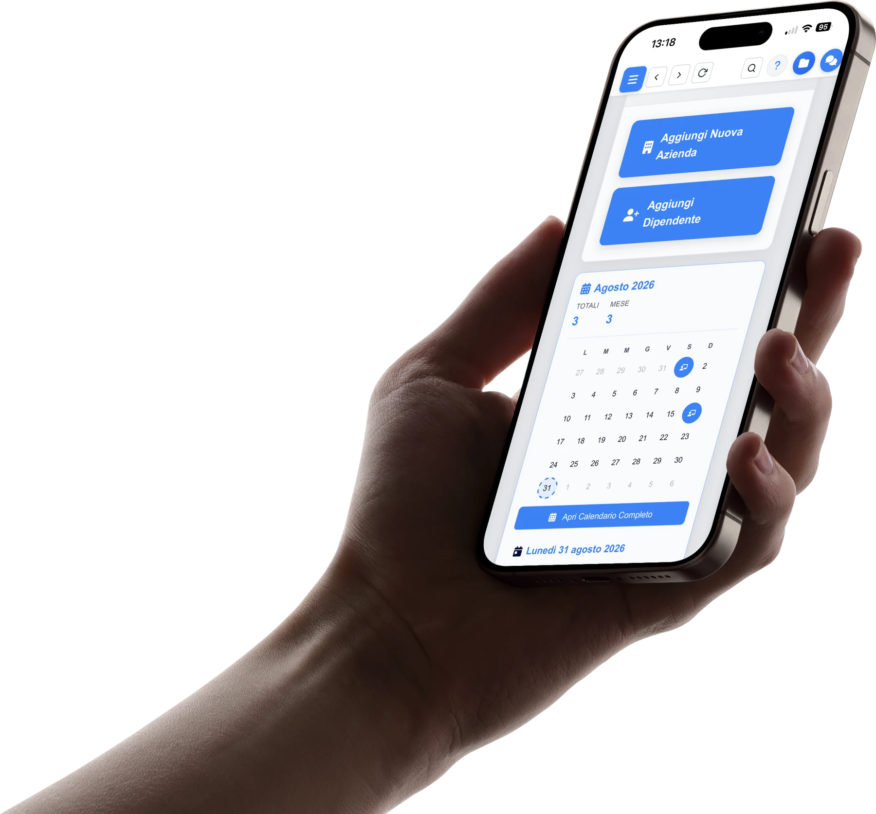 Konnexa aperta su iPhone: azioni rapide e calendario delle scadenze